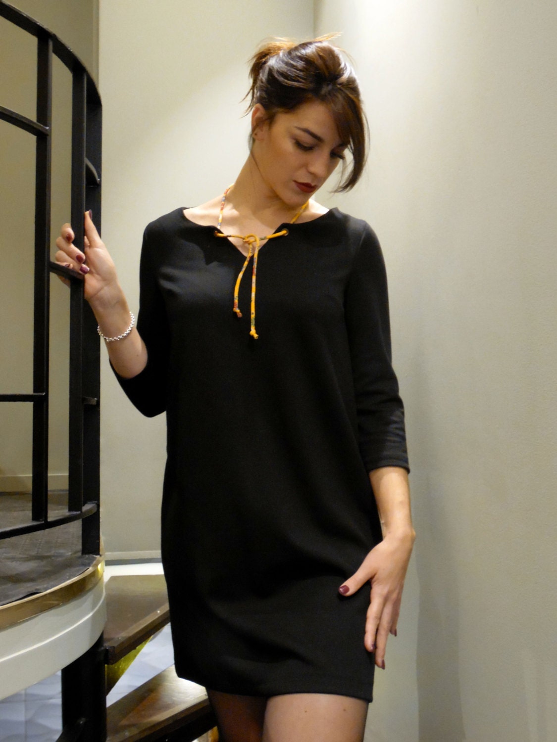 long straight black dress