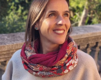 Women Snood | tube collar | tubular scarf | infinity scarf | infinite scarf| circular scarves|blue scarf| japanese fabric