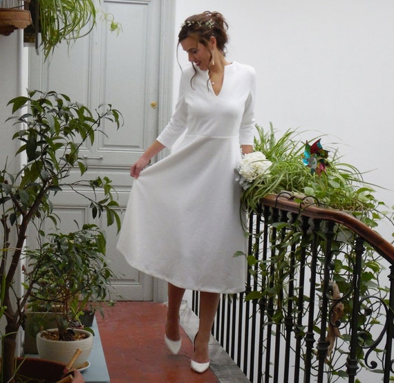 Winter Wedding Dress With Long Sleeves Etsy