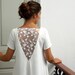 Short white dress, summer dress, embroideries, nacked back, flowery lace. Flared dress. Short wedding dress. bridal dress 