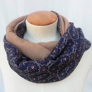 Snood-Halswärmer für Männer oder Frauen, marineblauer Schal, Kamel, Geschenk für Männer und Frauen