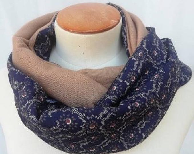 snood neck warmer for men or women, navy blue scarf, camel, gift for men and women