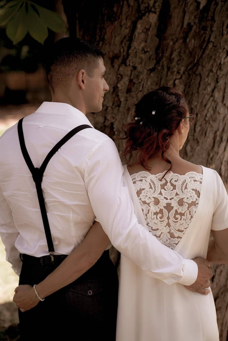 Robe de mariée Anna courte dos nu dentelle mariage civil