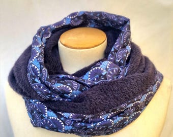 Women Snood | tube collar | tubular scarf | infinity scarf | infinite scarf| circular scarves|blue scarf| japanese fabric