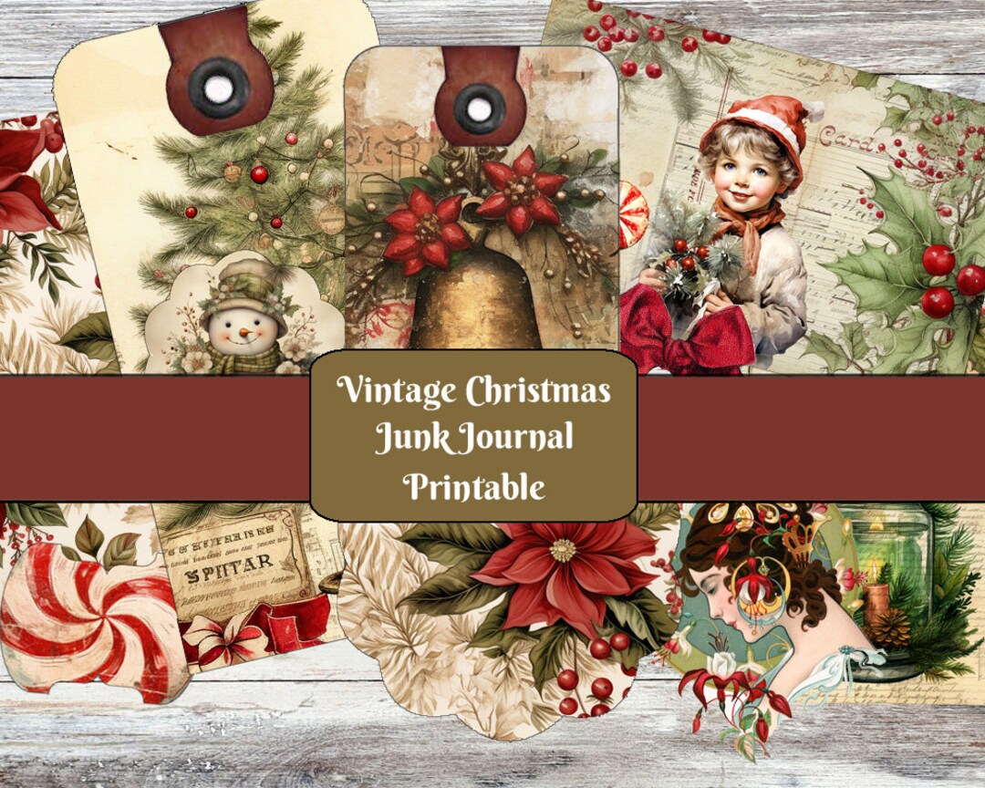 Vintage Christmas Printable, Instant Download, Junk Journal Printable ...