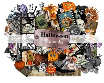 Halloween Fussy Cut Printable, Digital Download, Embellishment for Junk Journals, Ephemera, Joanna Jeanne Creation