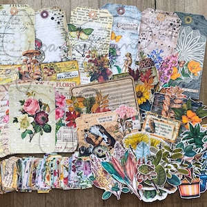 Junk Journal Printable, Tickets, Tags, Digital download, Cactus, Leaves, Collage Pages, Joanna Jeanne Creation, Flowers