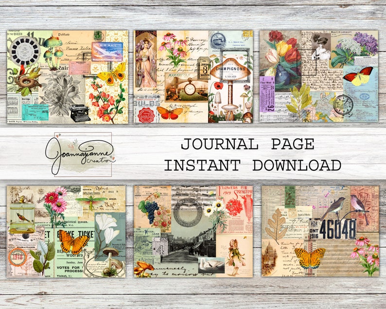 Printable Junk Journal Pages Digital Download Collage Pages Joanna