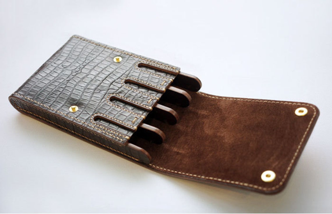 Handmade leather Fountain pen case Pen case waterman case Etsy