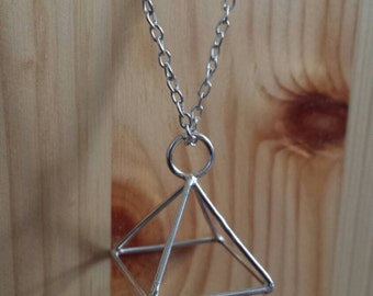 Silver triangle pyramid geometric pendant
