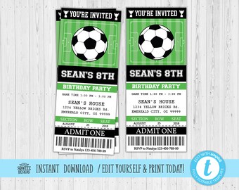 soccer invitation etsy