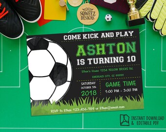soccer invitation etsy