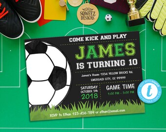 soccer invitation etsy