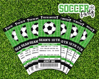 Soccer Invitations Soccer Ticket Invitation Soccer Party Soccer Birthday Invitation DIY Party Printable - Instant Download Editable PDF