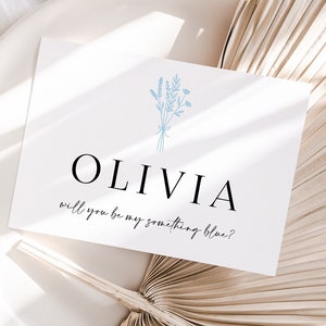 Serez-vous ma proposition en bleu | Proposition de demoiselle d'honneur | demoiselle d'honneur | bouquetière | Cartes de mariage | Équipage personnalisé