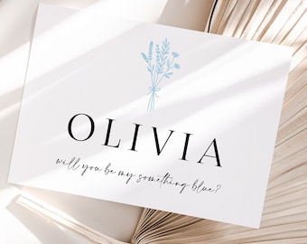 Personalised Will you be my Something Blue Proposal Card, Wedding Cards,