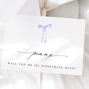 Serez-vous mon quelque chose de bleu, carte de proposition quelque chose de bleu, cadeaux de mariage quelque chose de bleu personnalisés, ancien nouveau emprunté, carte avec noeud bleu