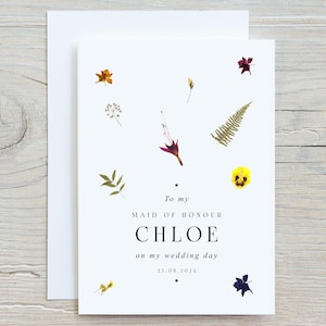 Brautjungfer Dankeskarte, personalisiertes Trauzeugingeschenk, an meinem Hochzeitstag, Briefe an Brautjungfer, Karte für Brautjungfern, Blumenmädchen