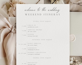 Order Of The Day, Wedding Timeline, Wedding Programs, Order Of Service, Wedding Day Itinerary, Wedding Schedule, Day of Stationery A6