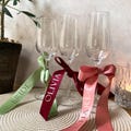 Personalised Satin Ribbon Bows, Wedding Place Setting Name Ribbons, Ribbon for Glasses, Will You Be my Bridesmaid Proposal Box Bridal Gifts