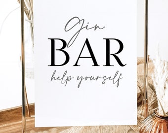 Gin Bar Sign: Wedding Reception Printable (Digital Download)