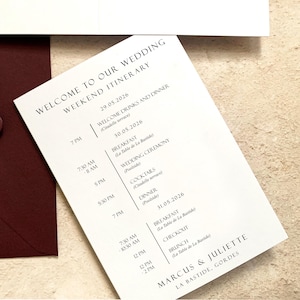 Order Of The Day Wedding Timeline, Wedding Programs, Order Of Service, Wedding Itinerary, Wedding Schedule, Day of Stationery A6, Invite