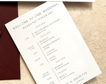 Order Of The Day Wedding Timeline, Wedding Programs, Order Of Service, Wedding Itinerary, Wedding Schedule, Day of Stationery A6, Invite