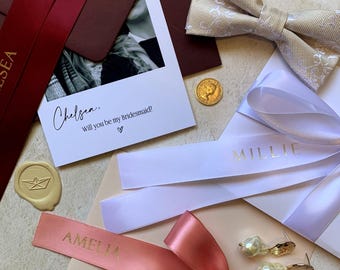 Will You Be My Bridesmaid Proposal Card With Personalised Ribbon, Bridesmaid Box, Maid Of Honour Gift, Ask Bridal Party, Personalised Ribbon