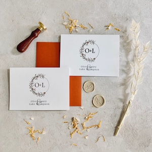 Faire-part de mariage couronne d'automne | Faire-part de mariage plié| Invitations de réception orange rouille | Réservez notre date | Une fête pour toujours