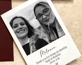 Thank You For Being My Bridesmaid, Bridesmaid Thank You Cards, Bridesmaid Thank You Gifts, Thank You Bridesmaid Card, Maid of Honour Gift