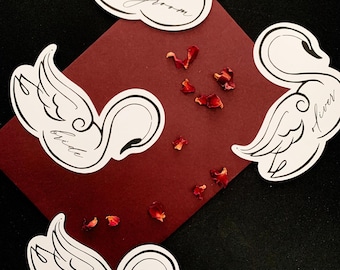 Wedding Escort Cards, Swan Place Cards with Table Number, Personalised Name Seating Cards, Wedding Favours, Wedding place cards