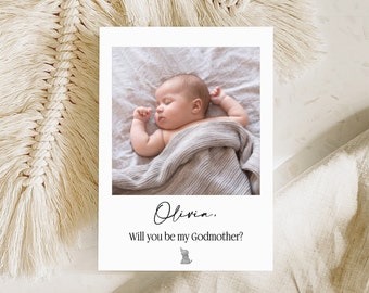 Personalised will you be my Godmother Photo Post Card | God Father | Godparents | Christening | Proposal from Newborn baby | A6 Flat Card