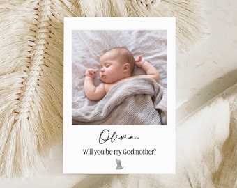Will you be my Godmother Card, Godmother Proposals, Godparent Christening Card, will you be my God Father gifts, Personalised Photo Card
