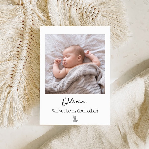 Personalised will you be my Godmother Photo Post Card | God Father | Godparents | Christening | Proposal from Newborn baby | A6 Flat Card