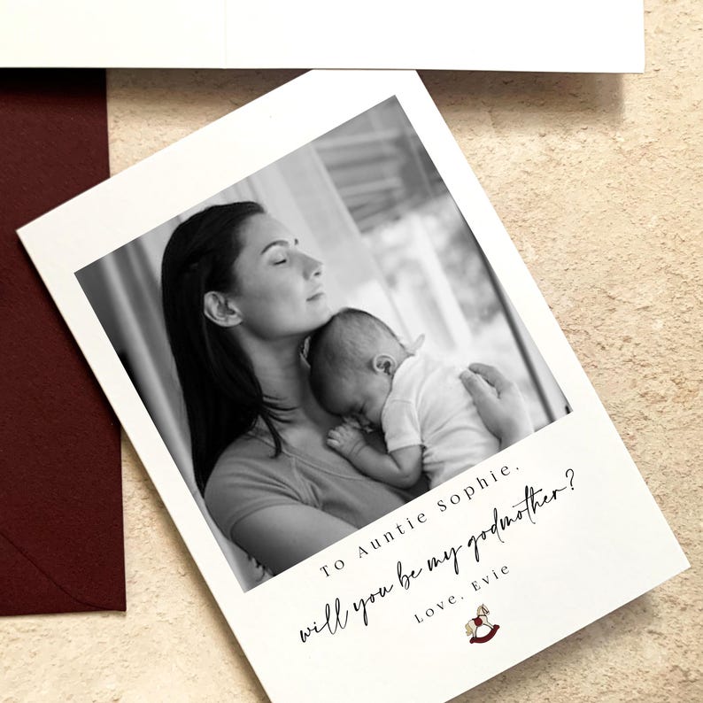 Will you be my Godmother Card, Godmother Proposals, Godparent Christening Card, will you be my God Father gifts, Personalised Photo Card