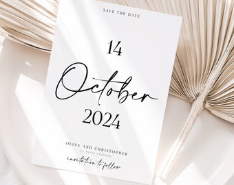 Save the Date Invitations, Elegant Wedding Announcement with choice of envelope colours, Wedding Invite Cards, Minimalist A6 Save the Dates