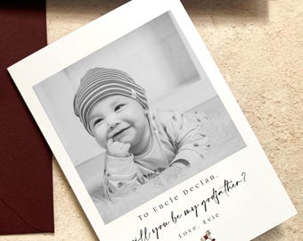 Will you be my Godmother Card, Godmother Proposals, Godparent Christening Card, will you be my God Father gifts, Personalised Photo Card