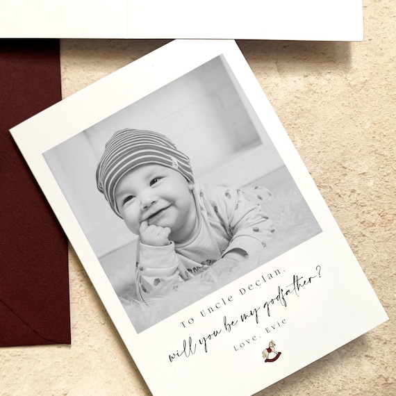 Will you be my Godmother Card, Godmother Proposals, Godparent Christening Card, will you be my God Father gifts, Personalised Photo Card
