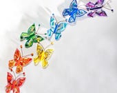 Rainbow Chakra Butterflies: 3D Handpainted Suncatcher Set