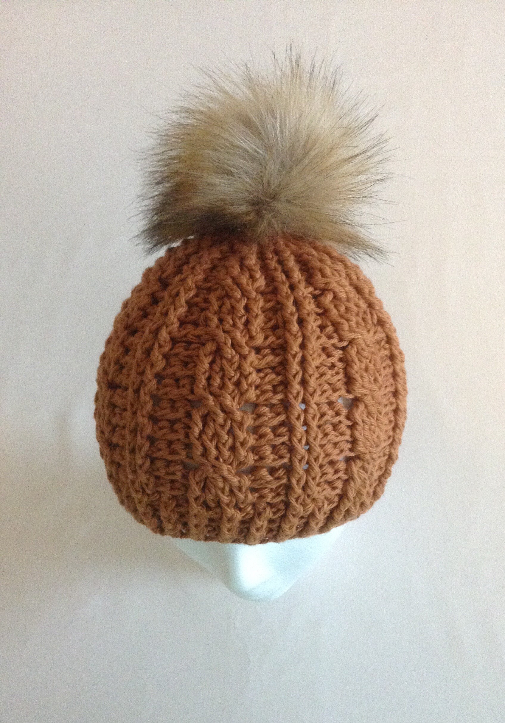 Handcrafted Cable Knit Crochet Hat with Faux Fur Pom Pom Handmade by Seller Crochet Cable Knit Hat With Faux Fur Pom Pom - Etsy main image 4