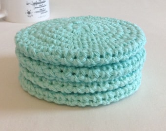 Round Cotton Coasters - Set of 4 - Sea Glass