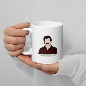 Ron Swanson Parks & Rec Caneca branca brilhante
