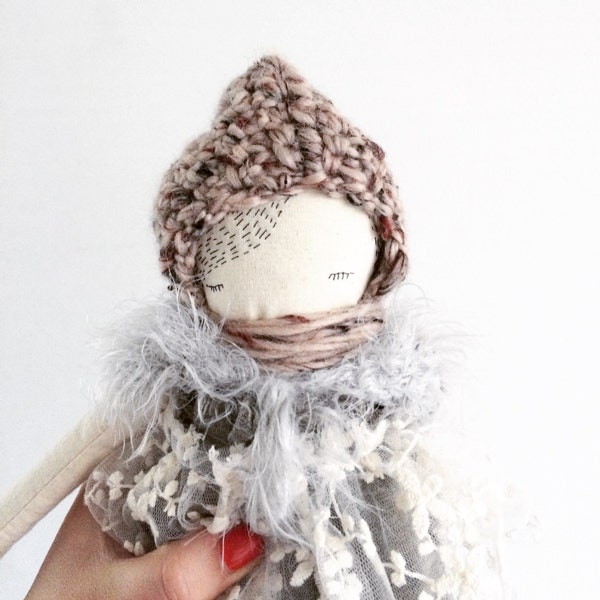 Puppa doll 'Fanna' handmade cloth doll, puppadolls, poppy and owl, deer, crochet