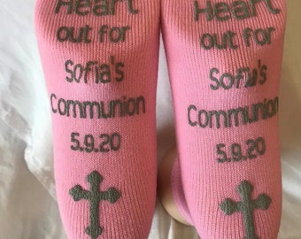 Regalos de calcetines de primera comunión *DISEÑO PERSONALIZADO GRATUITO* - Regalos de calcetines de comunión, calcetines de fiesta de comunión, calcetines de baile de primera comunión, regalos de comunión