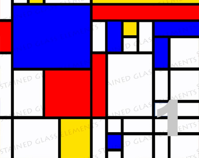 Ceramic decal Mondriaan, De Stijl ceramic transfer, size 10 x 10cm (3.94 x 3.94 inch), 1400-1562 ºF, enameling decals, De Stijl, Mondriaan