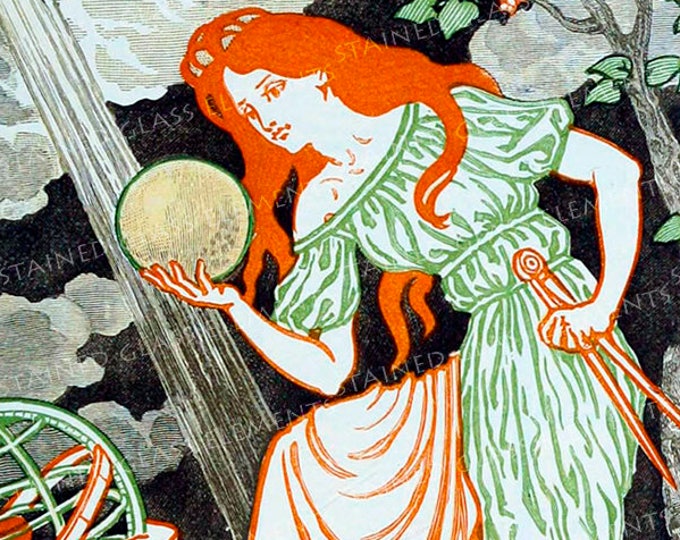 Art Nouveau ceramic decals, Woman Science, Eugène Grasset ceramic decal, decorative ceramic decal, jugendstil ceramic decal, 1400-1562 ºF