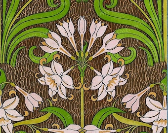 Ceramic decal Floral Art Nouveau motifs fusible transfers for decoration of ceramics glassfusing glass tiles and enameling botanical vintage