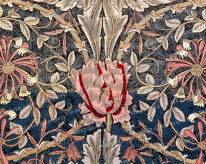 William Morris ceramic decal floral motif Pre-Raphaelites waterslide transfer for ceramics glassfusing and enameling firing at 1400F or 760C