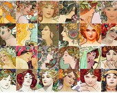 Ceramic decals, Mucha, fusible transfers, decal sheet, Mucha ceramic decals, ceramic decal sheet, art nouveau decals, art nouveau, pendants