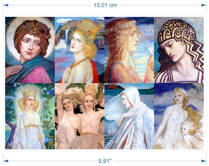 Duncan ceramic decal Symbolism Art Nouveau fusible waterslide transfer for ceramics glass fusing enameling firing 1400-1562 ºF, 750-850ºC